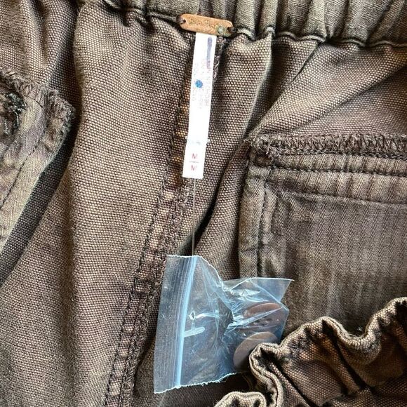 NWT Free People River Stone pants cargo baggy loose fit cotton brown Sz M - Picture 5 of 11